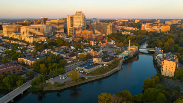 Delaware business district skyline at golden hour